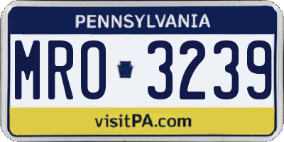 PA license plate MRO3239