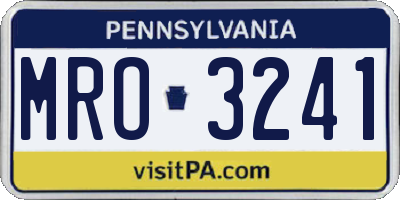 PA license plate MRO3241