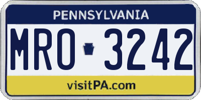 PA license plate MRO3242