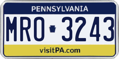 PA license plate MRO3243