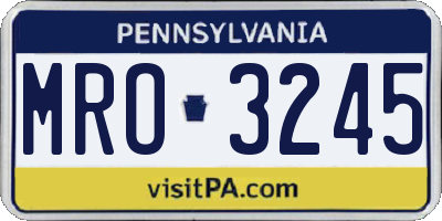 PA license plate MRO3245