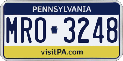 PA license plate MRO3248