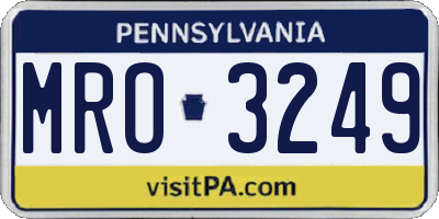 PA license plate MRO3249