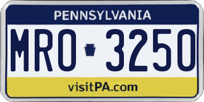 PA license plate MRO3250
