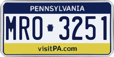 PA license plate MRO3251
