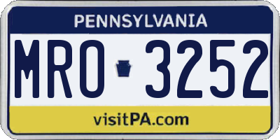 PA license plate MRO3252
