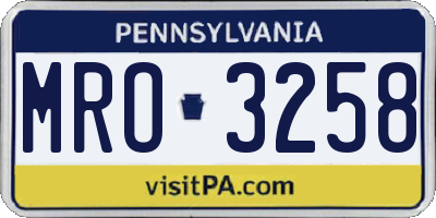 PA license plate MRO3258