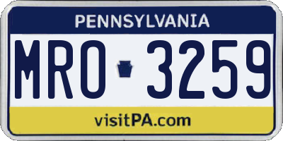 PA license plate MRO3259