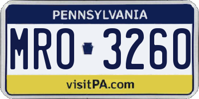 PA license plate MRO3260