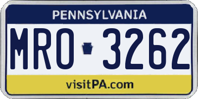 PA license plate MRO3262