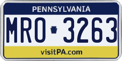 PA license plate MRO3263