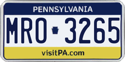 PA license plate MRO3265