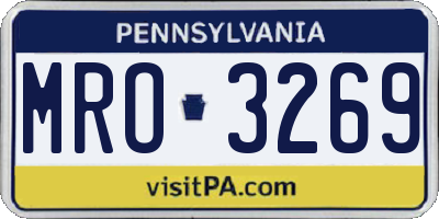 PA license plate MRO3269