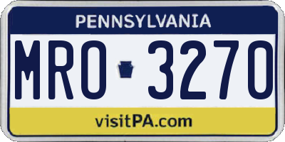 PA license plate MRO3270
