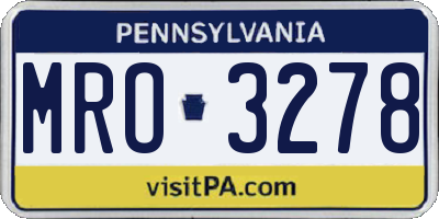 PA license plate MRO3278
