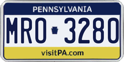PA license plate MRO3280