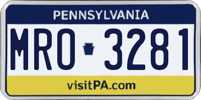 PA license plate MRO3281