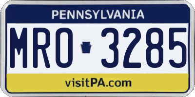 PA license plate MRO3285