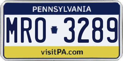 PA license plate MRO3289