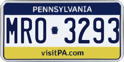 PA license plate MRO3293