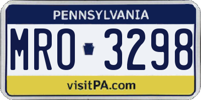 PA license plate MRO3298