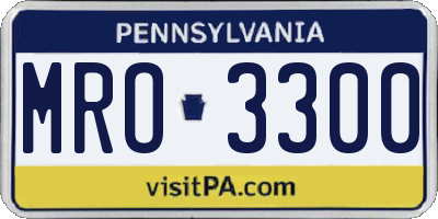 PA license plate MRO3300