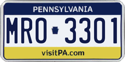 PA license plate MRO3301
