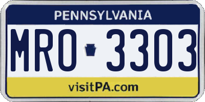 PA license plate MRO3303