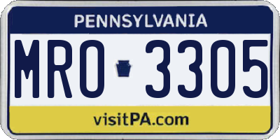 PA license plate MRO3305