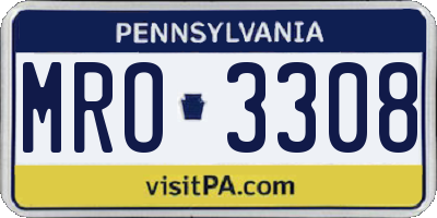PA license plate MRO3308