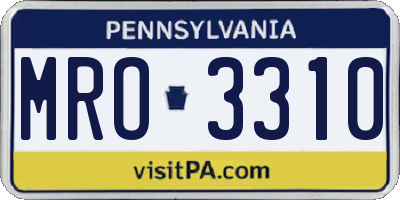 PA license plate MRO3310