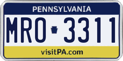 PA license plate MRO3311