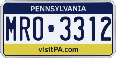 PA license plate MRO3312