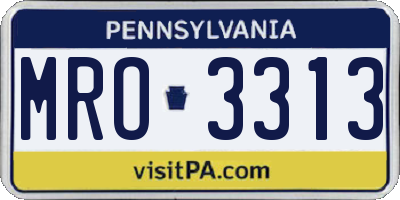 PA license plate MRO3313