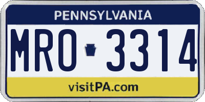 PA license plate MRO3314