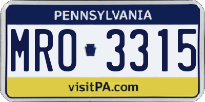 PA license plate MRO3315