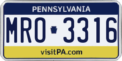 PA license plate MRO3316