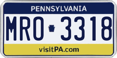 PA license plate MRO3318