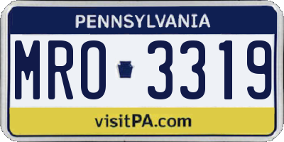 PA license plate MRO3319