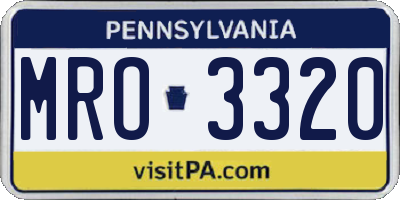 PA license plate MRO3320