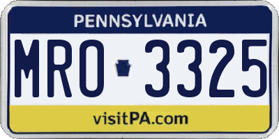 PA license plate MRO3325