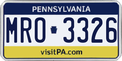 PA license plate MRO3326