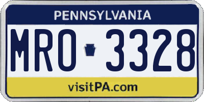 PA license plate MRO3328