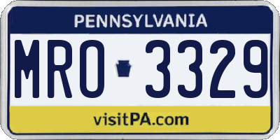 PA license plate MRO3329