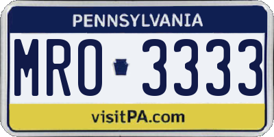 PA license plate MRO3333