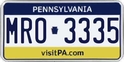 PA license plate MRO3335