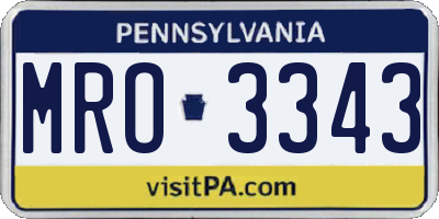PA license plate MRO3343