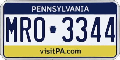 PA license plate MRO3344