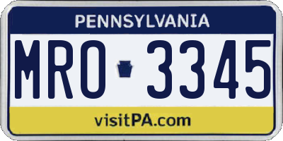 PA license plate MRO3345