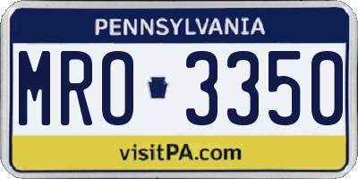 PA license plate MRO3350
